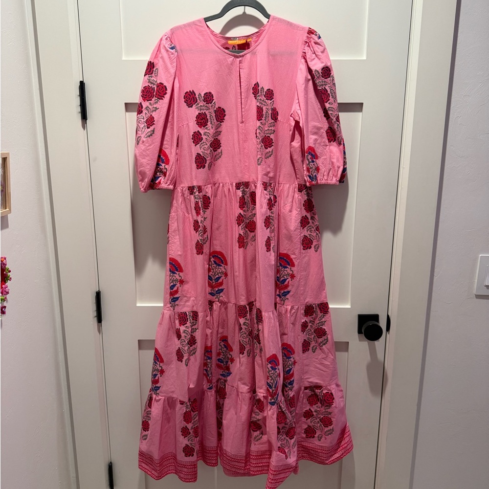 Oliphant Boca Pink Puff Sleeve Maxi Dress